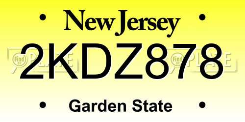 2KDZ878 New Jersey License Plate