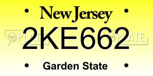 2KE662 New Jersey License Plate
