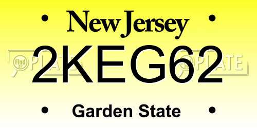 2KEG62 New Jersey License Plate