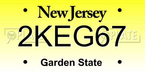 2KEG67 New Jersey License Plate