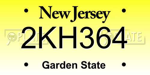 2KH364 New Jersey License Plate
