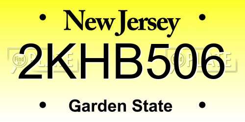2KHB506 New Jersey License Plate