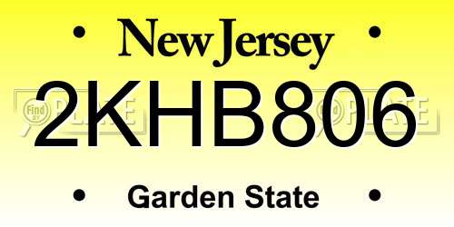 2KHB806 New Jersey License Plate