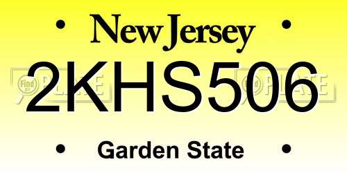 2KHS506 New Jersey License Plate