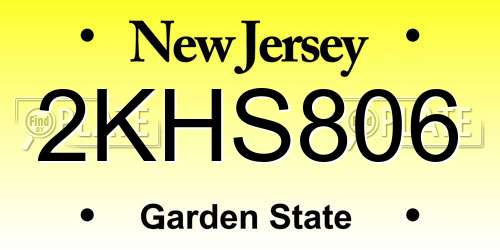 2KHS806 New Jersey License Plate