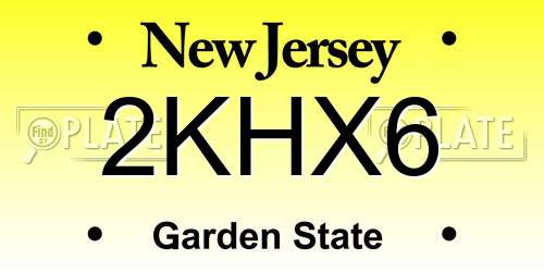 2KHX6 New Jersey License Plate