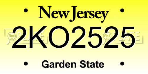 2KO2525 New Jersey License Plate
