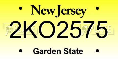 2KO2575 New Jersey License Plate