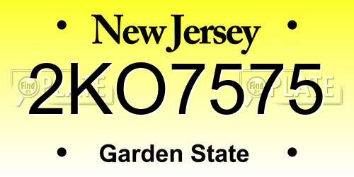 2KO7575 New Jersey License Plate