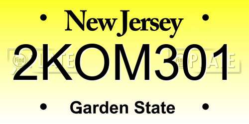 2KOM301 New Jersey License Plate