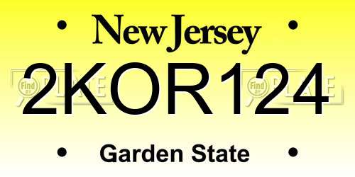2KOR124 New Jersey License Plate
