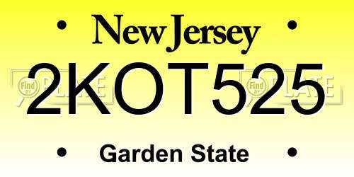 2KOT525 New Jersey License Plate