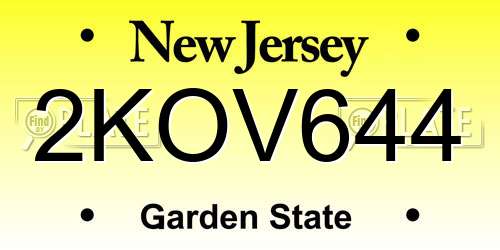 2KOV644 New Jersey License Plate