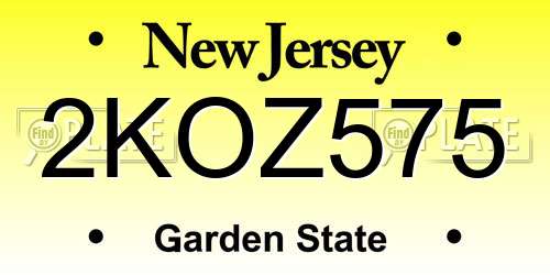 2KOZ575 New Jersey License Plate