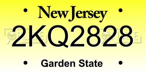 2KQ2828 New Jersey License Plate
