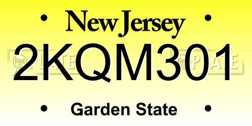 2KQM301 New Jersey License Plate