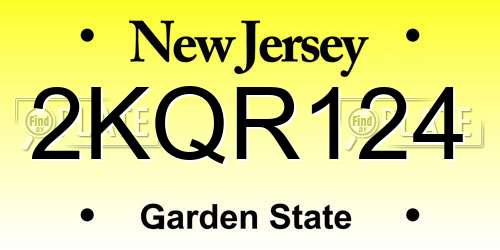 2KQR124 New Jersey License Plate
