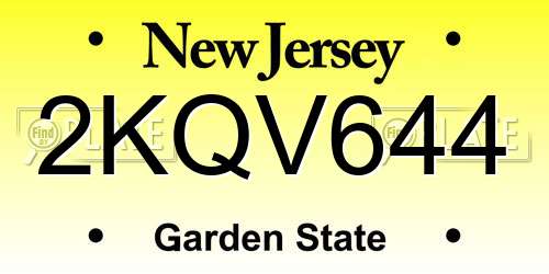 2KQV644 New Jersey License Plate
