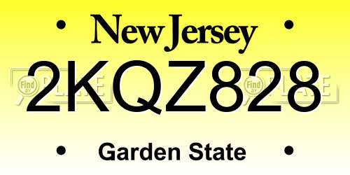 2KQZ828 New Jersey License Plate