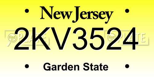 2KV3524 New Jersey License Plate