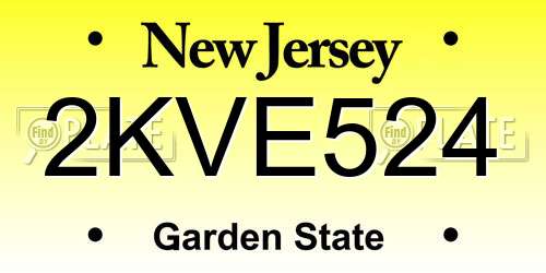 2KVE524 New Jersey License Plate
