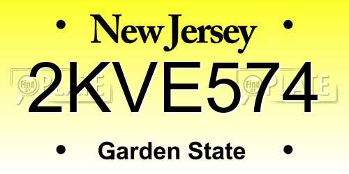 2KVE574 New Jersey License Plate