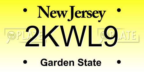 2KWL9 New Jersey License Plate