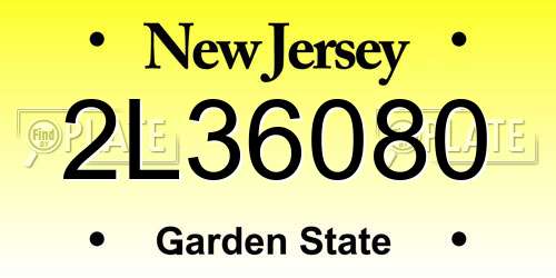 2L36080 New Jersey License Plate