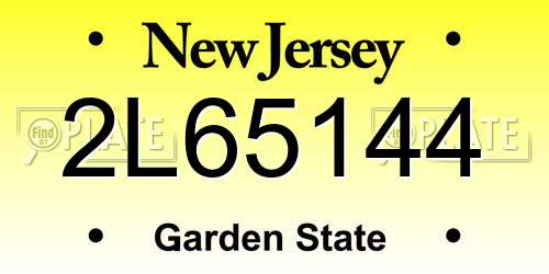 2L65144 New Jersey License Plate