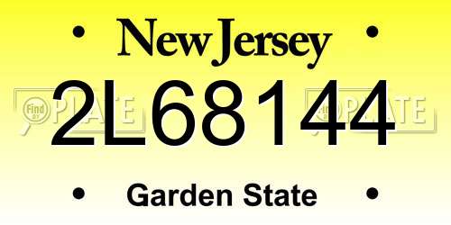 2L68144 New Jersey License Plate