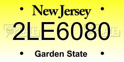 2LE6080 New Jersey License Plate