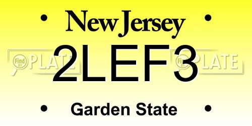 2LEF3 New Jersey License Plate