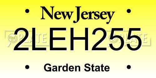 2LEH255 New Jersey License Plate