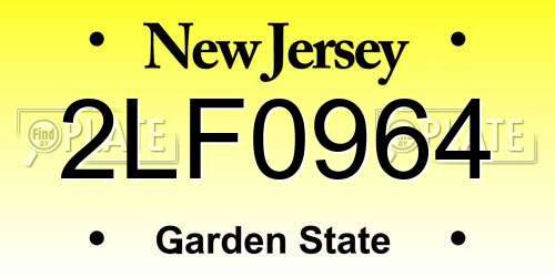 2LF0964 New Jersey License Plate