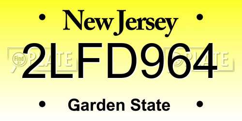 2LFD964 New Jersey License Plate