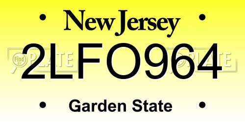 2LFO964 New Jersey License Plate
