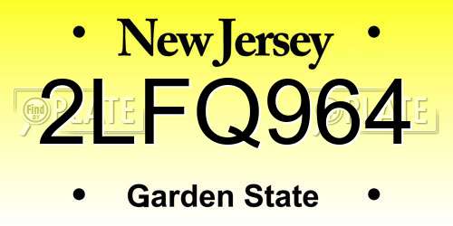 2LFQ964 New Jersey License Plate