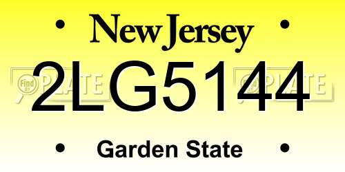 2LG5144 New Jersey License Plate