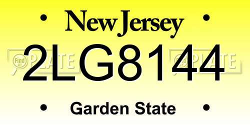 2LG8144 New Jersey License Plate