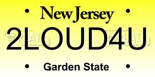 2LOUD4U New Jersey License Plate