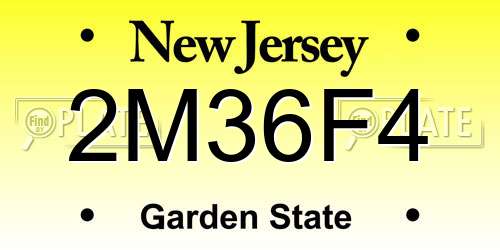 2M36F4 New Jersey License Plate