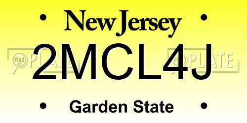2MCL4J New Jersey License Plate