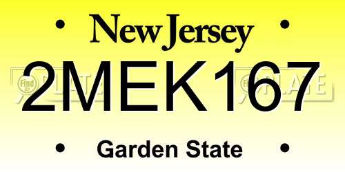 2MEK167 New Jersey License Plate