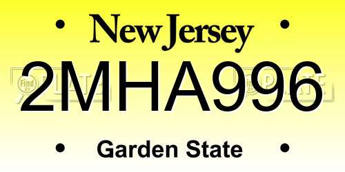 2MHA996 New Jersey License Plate
