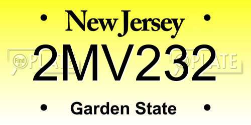 2MV232 New Jersey License Plate