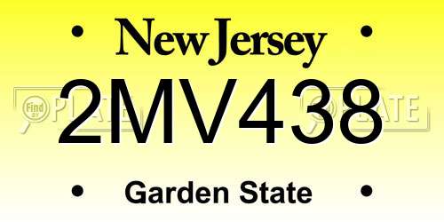 2MV438 New Jersey License Plate