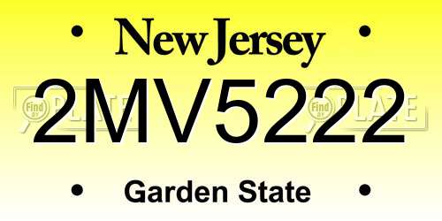 2MV5222 New Jersey License Plate