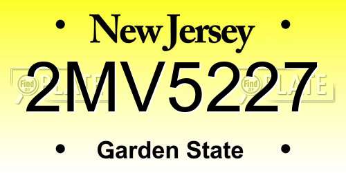 2MV5227 New Jersey License Plate