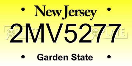 2MV5277 New Jersey License Plate