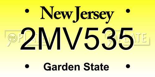 2MV535 New Jersey License Plate